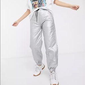 ASOS Vintage Reworked Quilted Joggers in Silver